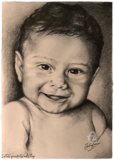 Drawing titled "Davide portrait" by Thalita Tonon (SottoSopra), Original Artwork, Graphite