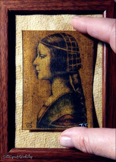 Printmaking titled "Bianca Sforza ACEO…" by Thalita Tonon (SottoSopra), Original Artwork, Digital Print Mounted on Cardboard