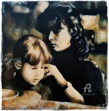 Pintura titulada "Mère et fille - Por…" por Thalita Tonon (SottoSopra), Obra de arte original, Acuarela