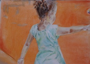 Dessin intitulée "orange" par Sandrine Janiere, Œuvre d'art originale, Autre