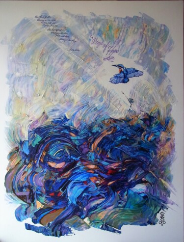 Painting titled "WINGS OF HOPE" by Thampoo Jacob, Original Artwork, Acrylic