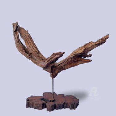 Rzeźba zatytułowany „"VUTON:Wings of Fre…” autorstwa Thang Vu, Oryginalna praca, Drewno