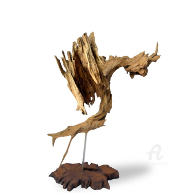 Skulptur mit dem Titel ""Serenity in Flight…" von Thang Vu, Original-Kunstwerk, Holz