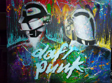 DAFT PUNK Peinture intitulée "DAFT PUNK" par Thanh Artistik, Œuvre d'art originale, Acrylique