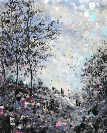 Peinture intitulée "Greyish Landscape" par Thao, Œuvre d'art originale, Acrylique