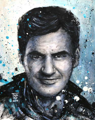 Peinture intitulée "Roger Federer" par Thao, Œuvre d'art originale, Acrylique