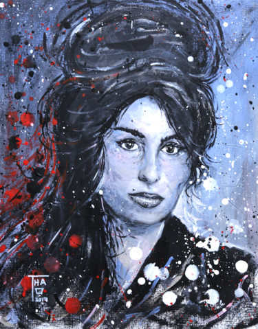 Peinture intitulée "Amy Winehouse" par Thao, Œuvre d'art originale, Acrylique