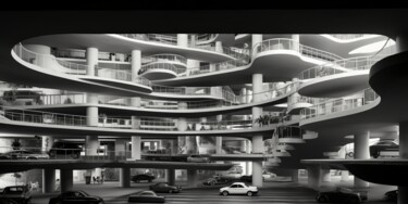 Artes digitais intitulada "Parking02" por Thapsus, Obras de arte originais, Imagem gerada por IA