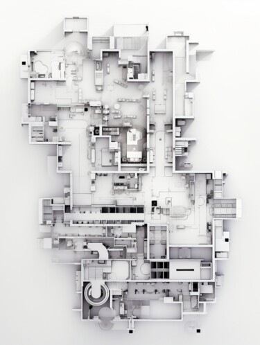 Digital Arts με τίτλο "Plan Tectonique 05" από Thapsus, Αυθεντικά έργα τέχνης, Εικόνα που δημιουργήθηκε με AI
