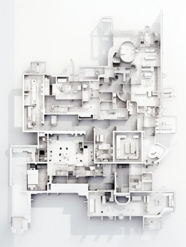 Digitale Kunst mit dem Titel "Plan Tectonique 08" von Thapsus, Original-Kunstwerk, KI-generiertes Bild