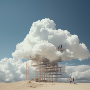 Digitale Kunst getiteld "Cloud Maintenance 03" door Thapsus, Origineel Kunstwerk, AI gegenereerde afbeelding