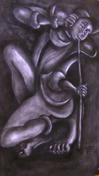 Σχέδιο με τίτλο "African Jazz Musici…" από Thato Mokhali, Αυθεντικά έργα τέχνης, Κάρβουνο
