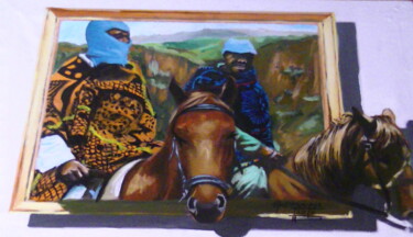 Картина под названием "Basotho CowBoys" - Thato Mokhali, Подлинное произведение искусства, Акрил