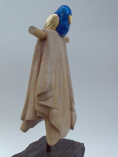 Sculpture intitulée "Drapé à l'oiseau bl…" par Jean-Pierre Thaurenne, Œuvre d'art originale, Pierre