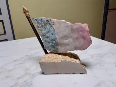 Скульптура под названием "Drapeau tricolore" - Jean-Pierre Thaurenne, Подлинное произведение искусства, Камень