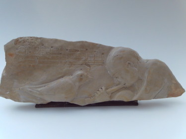 Скульптура под названием "La Flûte Enchantée" - Jean-Pierre Thaurenne, Подлинное произведение искусства, Камень