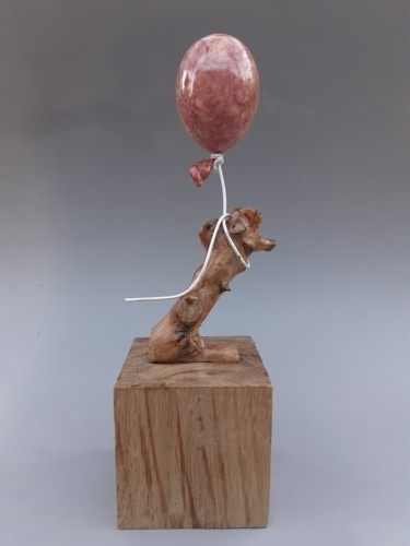 Sculptuur getiteld "Ballon prisonnier" door Jean-Pierre Thaurenne, Origineel Kunstwerk, Steen