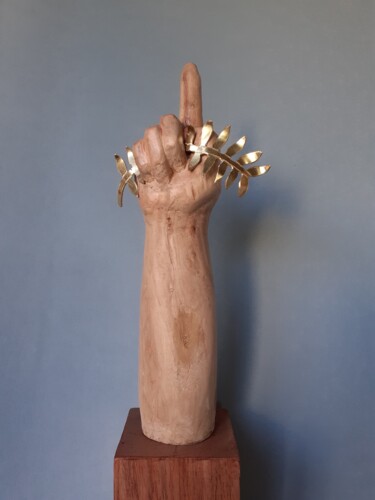 Escultura intitulada "La main de Noé." por Jean-Pierre Thaurenne, Obras de arte originais, Madeira