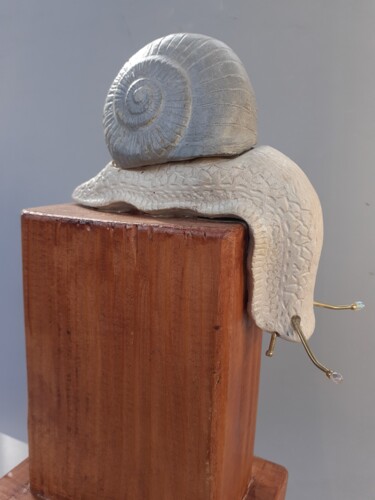 Sculpture titled "Le fossile et l'esc…" by Jean-Pierre Thaurenne, Original Artwork, Stone