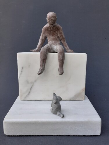 Sculpture titled "Quel courage !" by Jean-Pierre Thaurenne, Original Artwork, Stone