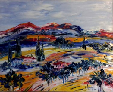 Painting titled "PAYASAGE DU SUD" by Thierry Chanal, Original Artwork, Oil
