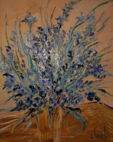 Peinture intitulée "BOUQUET BLEU SOLEIL" par Thierry Chanal, Œuvre d'art originale, Huile