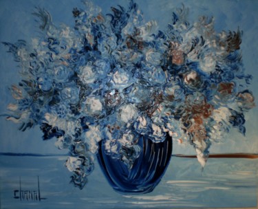 Peinture intitulée "VASE PETITES FLEURS" par Thierry Chanal, Œuvre d'art originale, Huile