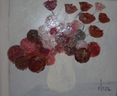 Painting titled "FLEURS ROUGES" by Thierry Chanal, Original Artwork, Oil