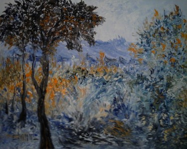 Painting titled "PAYSAGE IMPRESSIONN…" by Thierry Chanal, Original Artwork, Oil
