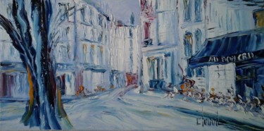 Painting titled "AU BON CRU - PLACE…" by Thierry Chanal, Original Artwork, Oil