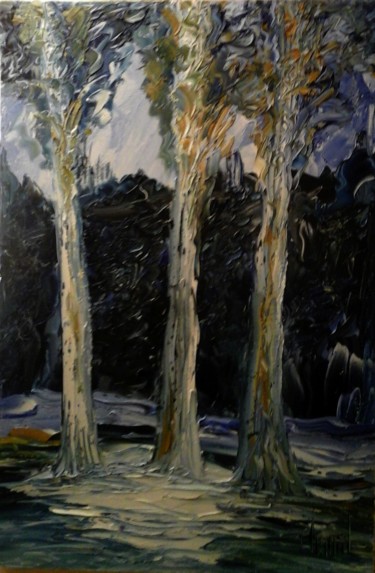 Peinture intitulée "TROIS ARBRES" par Thierry Chanal, Œuvre d'art originale, Huile