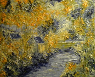 Painting titled "LA RIVIERE" by Thierry Chanal, Original Artwork, Oil