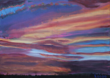 Ζωγραφική με τίτλο "Sunset Sky 2" από The Hammer, Αυθεντικά έργα τέχνης, Λάδι
