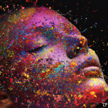 Digitale Kunst mit dem Titel "self dissolving face" von The Pixler, Original-Kunstwerk, 2D digitale Arbeit