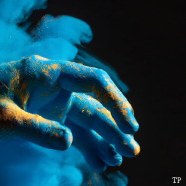 Digitale Kunst mit dem Titel "The blue cloudy Hand" von The Pixler, Original-Kunstwerk, 2D digitale Arbeit