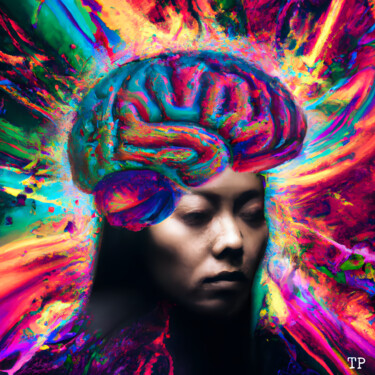 「Woman with brain」というタイトルのデジタルアーツ The Pixlerによって, オリジナルのアートワーク, 2Dデジタルワーク