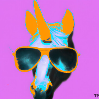 Digital Arts titled "Unicorn orange" by The Pixler, Original Artwork, 2D Digital Work