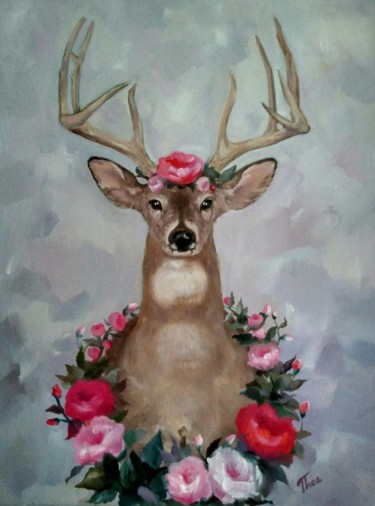 Painting titled "Deer" by Theaart, Original Artwork