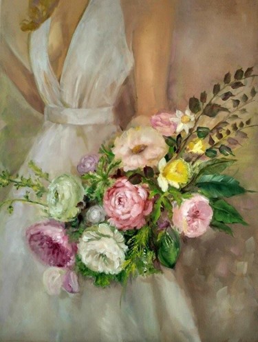 Painting titled "Bride" by Theaart, Original Artwork