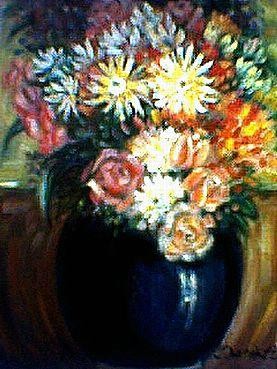 Painting titled "FLOWERS 1V 2005" by Utoro Bodriana, Original Artwork