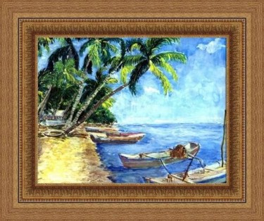 Painting titled "SOLOITAIR BEACH" by Utoro Bodriana, Original Artwork