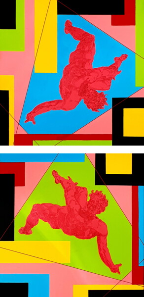 Malerei mit dem Titel "Skyfall I & II (Dip…" von Theartistrobert, Original-Kunstwerk, Öl Auf Keilrahmen aus Holz montiert