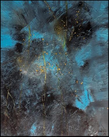 Painting titled "Eclosion Jaune" by Thierry Buisson (Theb), Original Artwork, Acrylic Mounted on Other rigid panel