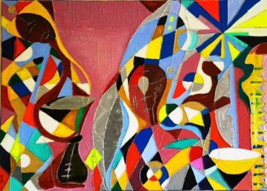 Pintura titulada "LES VENDEUSES DE PO…" por The_bantu, Obra de arte original, Oleo