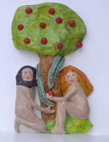 Sculpture titled "Adam et Eve" by Thérèse Brandeau, Original Artwork, Paper