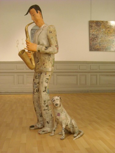 Sculpture intitulée "saxo." par Thérèse Brandeau, Œuvre d'art originale, Papier