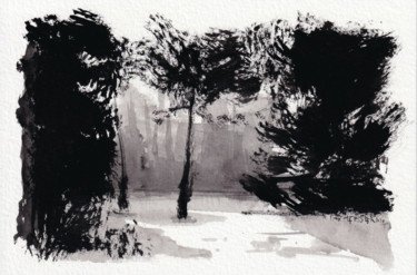Peinture intitulée "The tree" par Pascal Fessler, Œuvre d'art originale, Encre