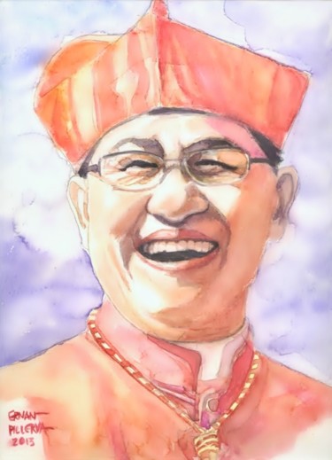 Painting titled "Cardinal Tagle" by Ernan, Original Artwork
