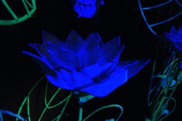 Sculpture titled "glowing lotus" by Gifts From The House Of Whimsy, Original Artwork, Plastic