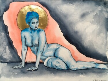 Malerei mit dem Titel "Queen" von Thekla Kellmann, Original-Kunstwerk, Aquarell
